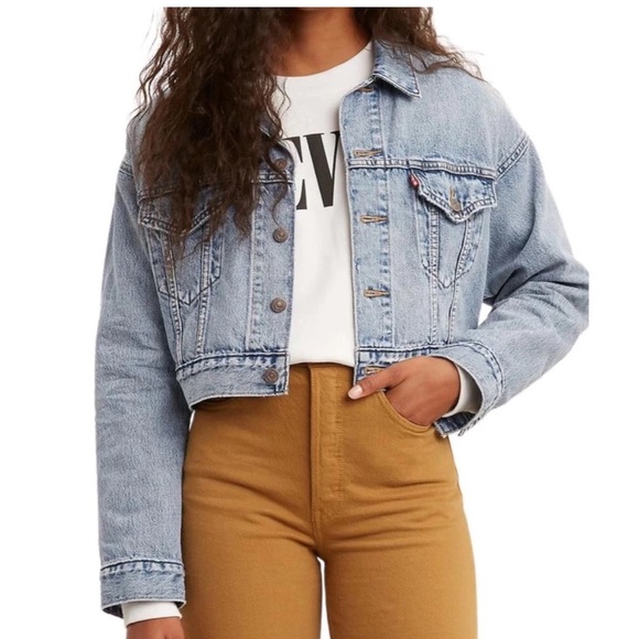 levis cropped loose denim trucker jacket - Picture 2 of 3